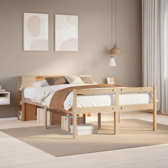 vidaXL Cama Con Estanter&iacute;a Sin Colch&oacute;n Madera Maciza De Pino 140x190cm Vidaxl