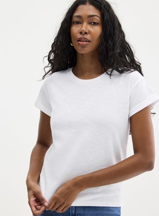 Sessun Womens Albano cuffed sleeves slub T-shirt