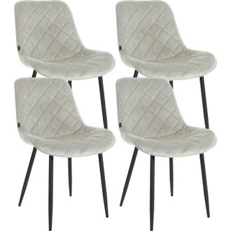 Clp Clp - Set De 4 Sillas De Comedor Springs En Terciopelo Crema