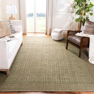 Safavieh Natural Fiber Hand Made Area rug, Charcoal / Green Contemporary Style Non-Shedding