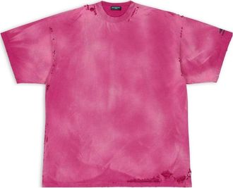 Balenciaga 3B Sports Icon Repaired Oversized T-Shirt Dark Fucshia 704056TMVA50556