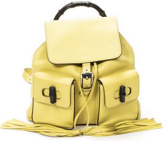 Gucci Pre-owned Womens Medium Bamboo Tassel Backpack - Yellow - One Size