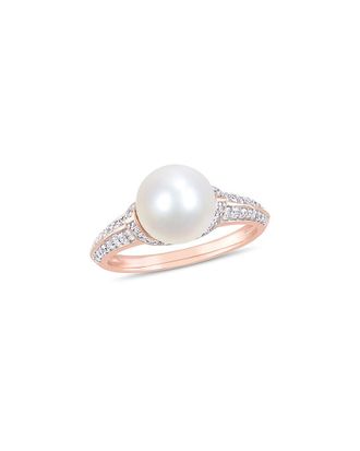 Rina Limor 10K Rose Gold 0.32 Ct. Tw. Diamond 9-9.5Mm Pearl Ring
