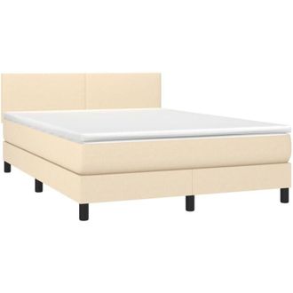 vidaXL Cama Box Spring Con Colch&oacute;n Tela Color Crema 140x200 Cm Vidaxl