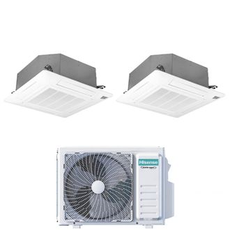Hisense Aire Acondicionado Dual Split Inverter Cassette 9+12 Con 2amw42u4rgc R-32 Wi-fi Opcional 9000+12000 Con Mando A Distancia Y Panel Incluidos
