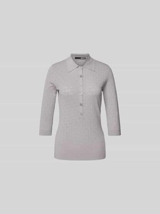 Rotate Slim Fit Poloshirt in Strick-Optik in Hellgrau, Gr&ouml;&szlig;e 34