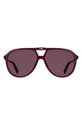 Longchamp Roseau 58mm Aviator Sunglasses in Transparent Burgundy at Nordstrom