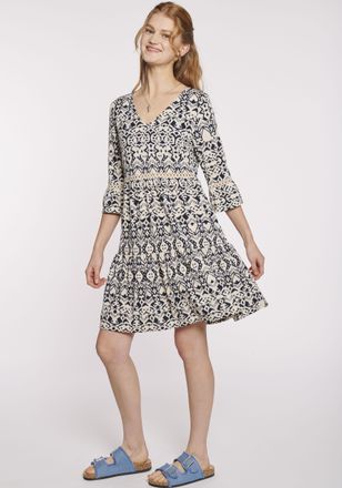 Hailys Tunikakleid HAILYS SH P DR Pi44a, Damen, Gr. XS, N-Gr, beige (6819 beige div), Web, Obermaterial: 96% Polyester, 4% Elasthan, gemustert, kniefrei, V-A