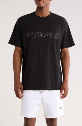 Purple Embellished Cotton Graphic T-Shirt in Black at Nordstrom, Size Xx-Large