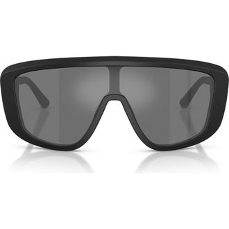 Dolce & Gabbana 128mm Rectangular Shield Sunglasses in Matte Black /Grey Black at Nordstrom