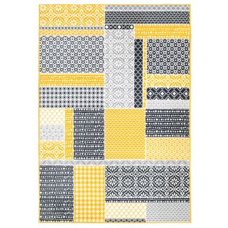 Kukoon Yellow Ochre Grey Traditional Patchwork Area Rug | Size: 280 cm x 365 cm