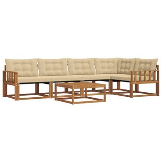 vidaXL Conjunto De Sof&aacute;s De Exterior Con Coj&iacute;n 6 Pcs Natural Y Beige Vidaxl