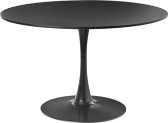 Beliani Beliani - Minimalist Round Dinner Kitchen Table mdf Top &oslash; 120 cm Metal Base Black Boca