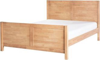 Beliani Beliani - Cama Con Somier Y Cabecero De Madera De Caucho Clara 140 X 200 Cm Champagnat