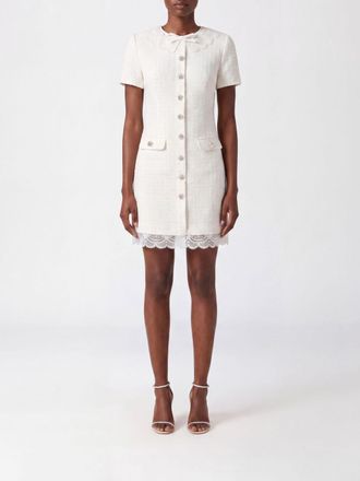 Self Portrait A-Line Wool Boucl&eacute; Mini Dress with Lace and Sequins