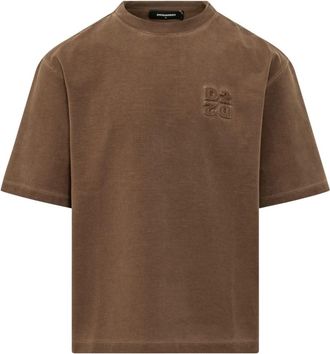 Dsquared2 T-shirt met ronde hals - Heren - T-shirts - Bruin - XL - Katoen - Tops