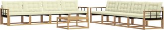 vidaXL Conjunto De Sof&aacute;s De Exterior 9 Uds. Blanco Y Crema Vidaxl