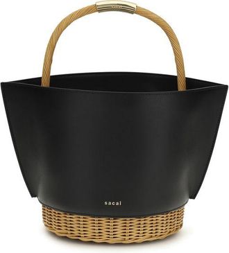 sacai Black Calf Leather Bos Taurus Shoulder Womens Bag