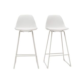 Miliboo Taburetes De Bar Modernos Blancos Patas Metal 66 Cm (lote De 2) Franz