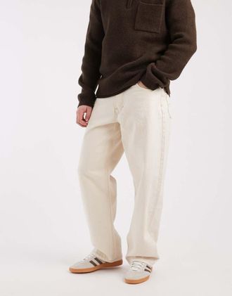 Vans Check-5 - Pantaloni ampi in denim beige chiaro color semi naturale-Neutro