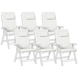 Beliani Conjunto De 6 Cojines Para Silla De Jard&iacute;n Asiento Y Respaldo Acolchado Con Reposacabezas Blanco Crema Java/amantea Premium