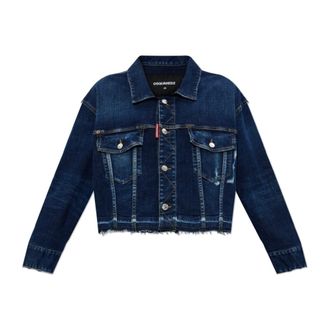 Dsquared2 Denim Jackets, female, Blue, Size: 2XS Vintage-effect Denim Jacket