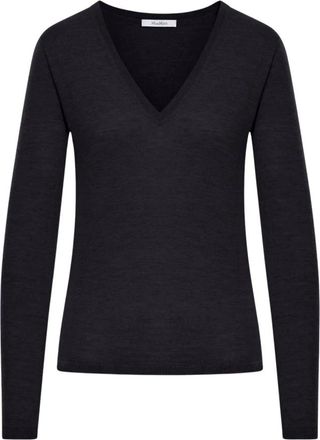 Max Mara Truien & Vesten, Dames, Grijs, S, V-hals Breiwerk