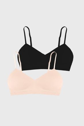 Stripe and Stare Padded Bra Two Pack in Black & Sand at Nordstrom, Size Large Uk