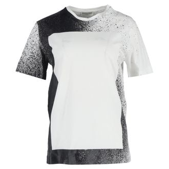 Balenciaga Balenciaga Splash-Effect Crewneck T-Shirt in Zwart en Wit Katoen