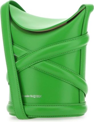Alexander McQueen Womens Grass Green The Curve Bucket Hat 3800 Borse A Secchiello Bag