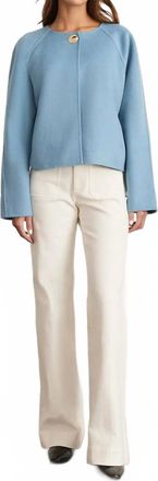 Tanya Taylor Micah Crewneck Jacket In Cloudy Seafoam