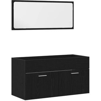 vidaXL Juego De Muebles De Ba&ntilde;o 2 Pcs Roble Negro 90 X 38.5 X 46 Cm Vidaxl