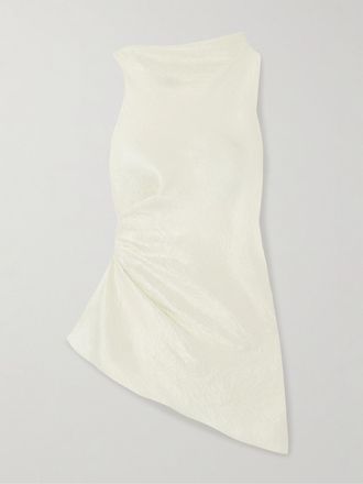 Alexander McQueen Blusa Asimmetrica In Raso Increspato Con Arricciatura - Bianco