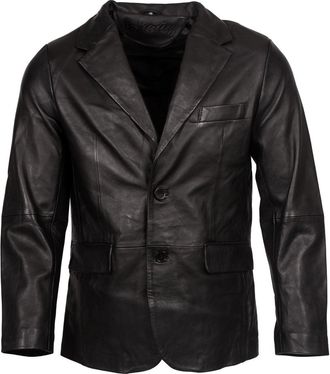Infinity Leather Mens 2 Button Black Blazer Soft Lamb Tailored Leather Jacket