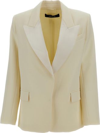 Federica Tosi White Cady Satin Peak Lapel Tailored Blazer