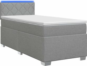 vidaXL Cama Con Base Tapizada, Colch&oacute;n Y Luz Led Gris Claro Tela Vidaxl
