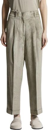 PESERICO Fluweelzachte Viscose Broek - Dames - Straight fit broeken - Groen - M - Leer - Broeken
