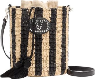 Valentino Garavani Kleine Gestreepte Raffia Bucket Bag - Dames - Schoudertassen - Veelkleurig - ONE Size - Leer - Tassen