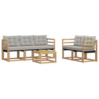 vidaXL Conjunto De Sof&aacute;s De Exterior 6 Pcs Blanco Y Gris Claro Vidaxl