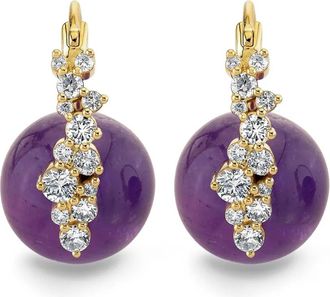 Sydney Evan 14K yellow gold diamond amethyst earrings - women - 14kt Yellow Gold/Diamond - One Size
