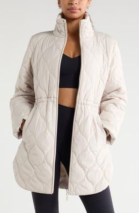 Zella Skyline Longline Quilted Jacket in Grey Moonbeam at Nordstrom Rack, Size Medium