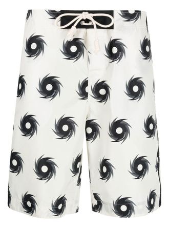 Palm Angels graphic-print drawstring swim shorts - men - Polyester - S - Neutrals