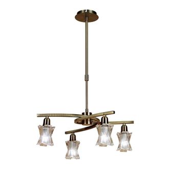 Netlighting Alaska Pendant Convertible To Semi Flush 4 Light L1SGU10 Antique Brass in Bronze