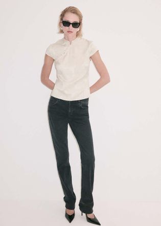 Mango Blusa maniche corte dettaglio collo grezzo - Donna - XS - MANGO