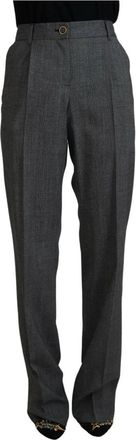 Dolce & Gabbana High Waist Pants - Dames - Wijde Broeken - Grijs - S - Wol - Broeken