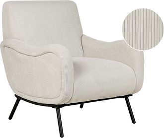 Beliani Beliani - Sill&oacute;n Tapizado Pana Estilo Retro Respaldo Bajo Gris Claro Almind