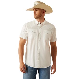 Ariat Mens VentTEK Western Fitted Snap Shirt in White, Size 2X-Large, by Ariat