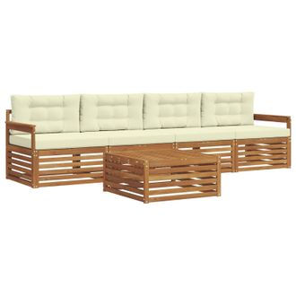 vidaXL Conjunto De Sof&aacute;s De Exterior Con Coj&iacute;n 5 Pcs Natural Y Crema Vidaxl