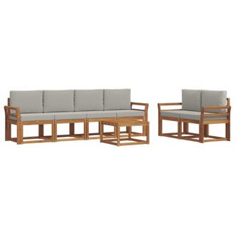 vidaXL Conjunto De Sof&aacute;s De Exterior 7 Pcs Gris Natural Y Claro Vidaxl