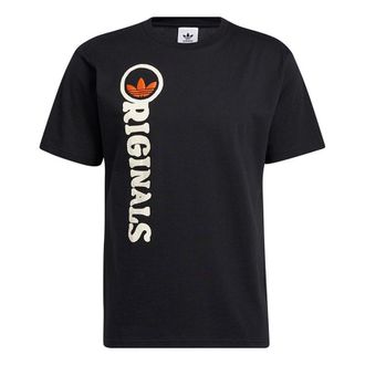 adidas originals Logo Printing Casual Round Neck Sports Short Sleeve Black H32310